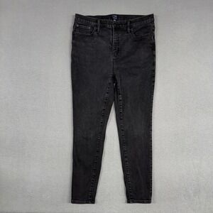 J Crew Jeans Womens 32 Black High Rise Skinny Ankle Stretch Denim Cotton Blend